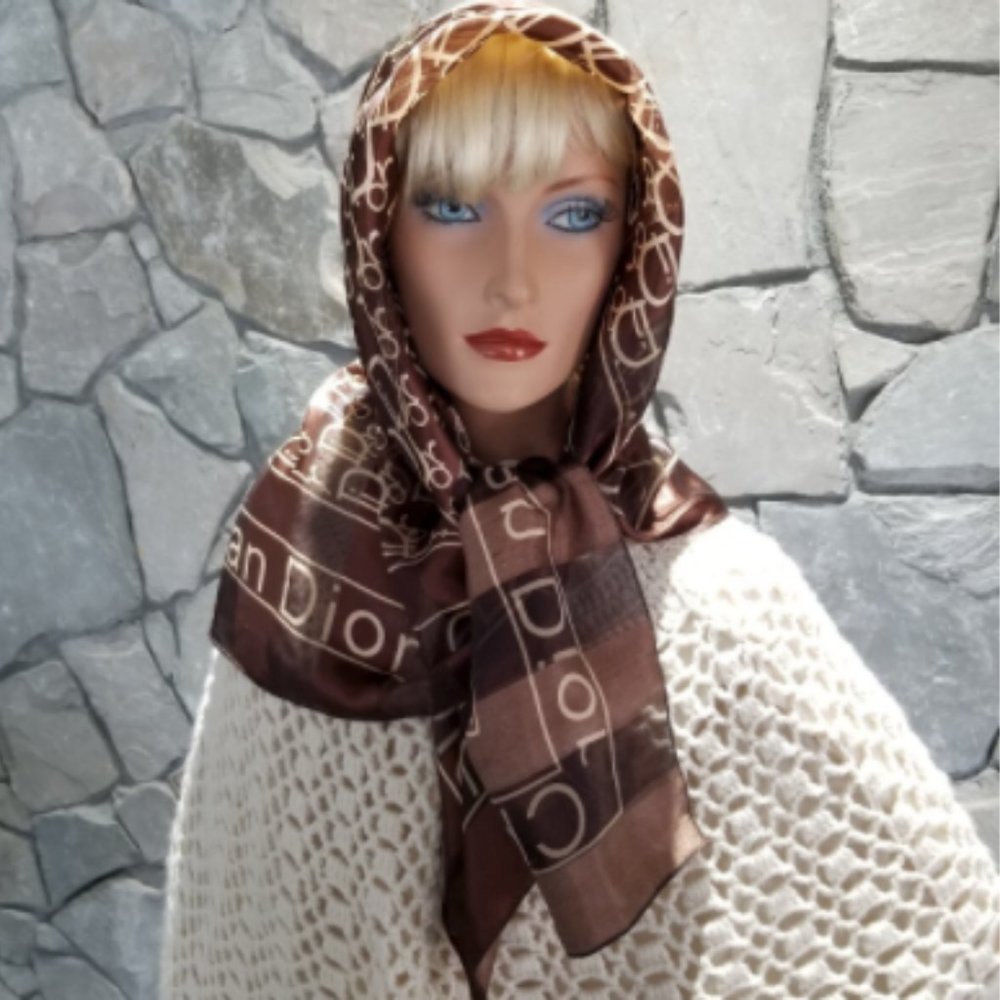 Dior Brown and Cream Scarf - Picture 6 of 7